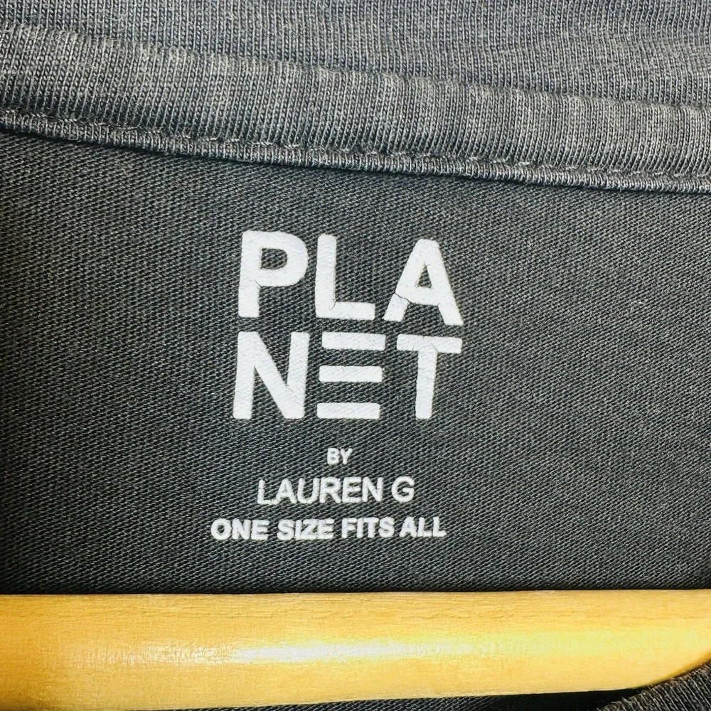 Planet by Lauren G Tee Boxy Black Pima Cotton Top One Size Fit All Peru Relaxed - Picture 2 of 8